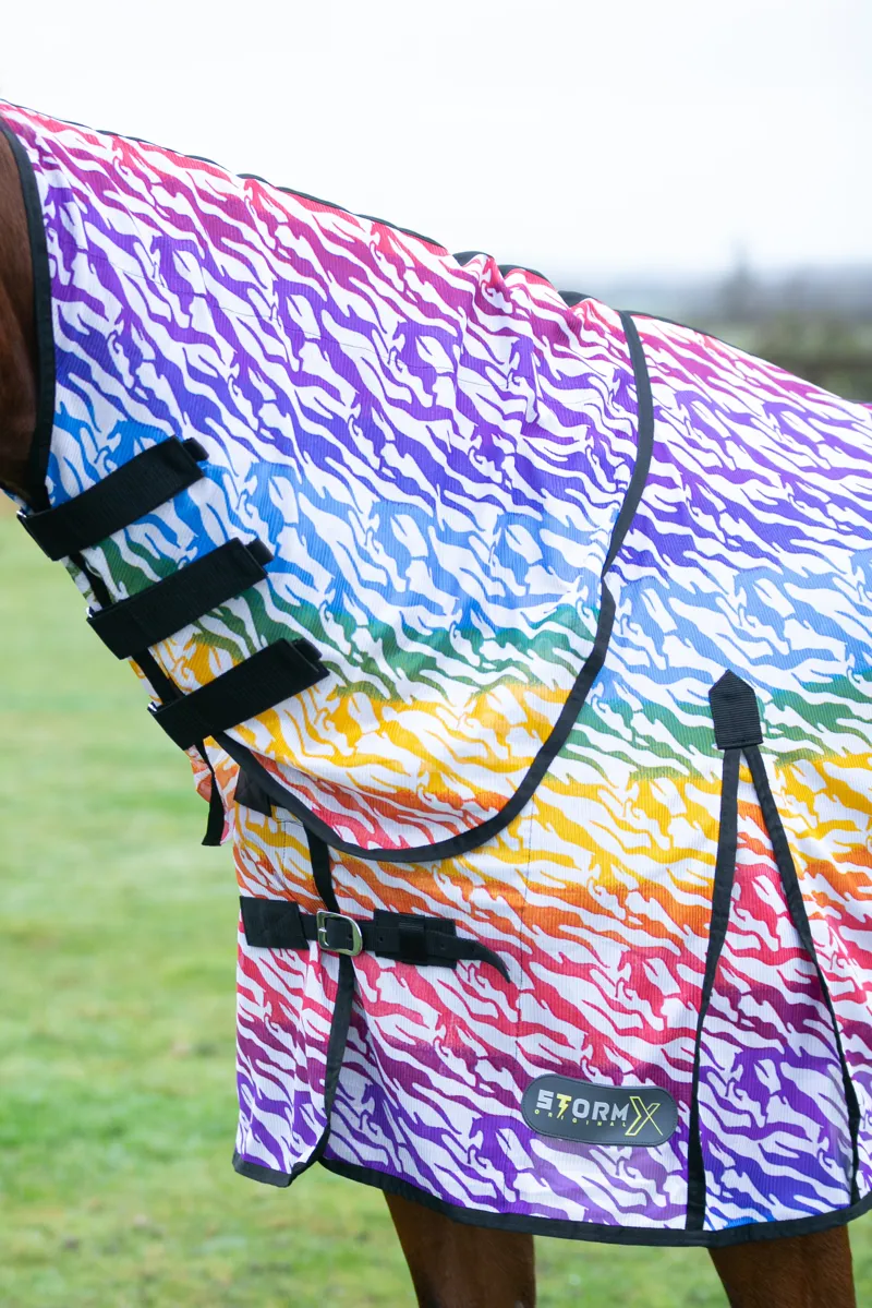StormX Original Rainbow Zebra Print Fly Rug-1